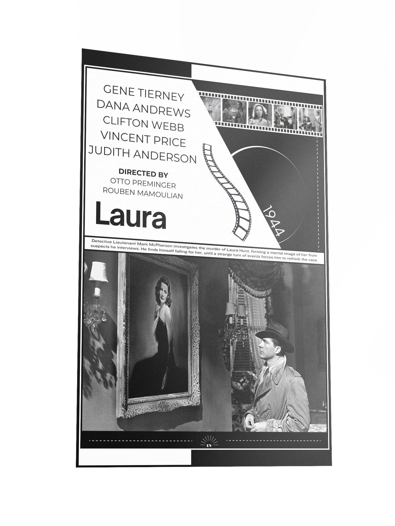 Laura with Gene Tierney and Dana Andrews 1944 | Movie Poster | 12x18 Wall Art product image (2)