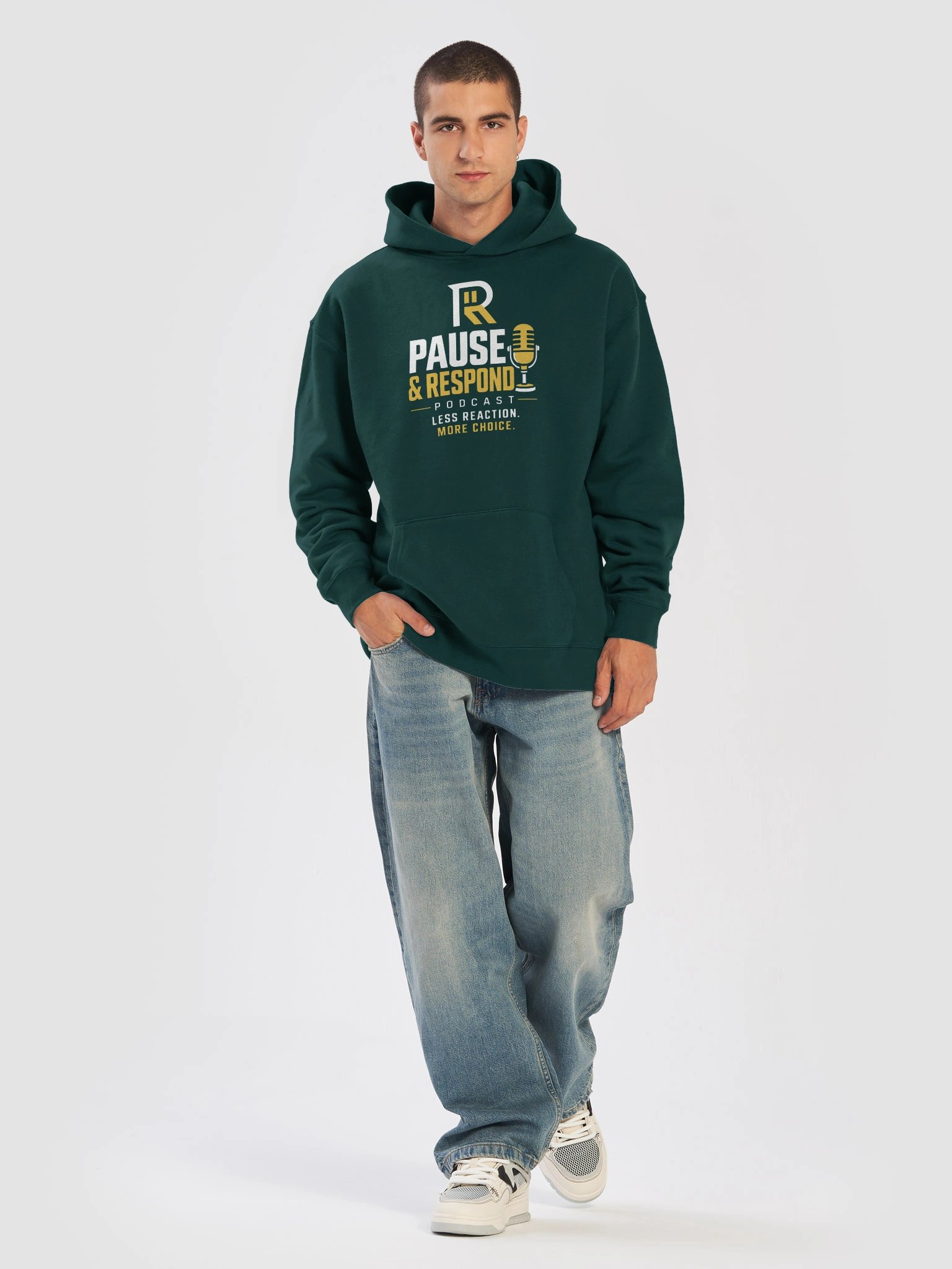 Pause & Respond Signature Podcast Hoodie- Pine Green product image (2)