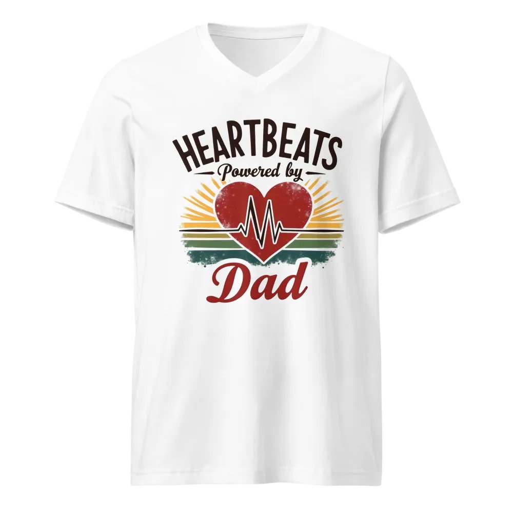 stethoscope heart shape, ekg Heartbeats Powered by Dad V-Neck Tee product image (1)