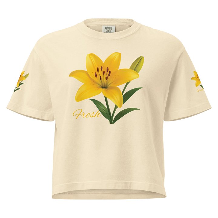 Fresh Yellow Lily Flower – Botanical Floral Boxy Tee product image (2)
