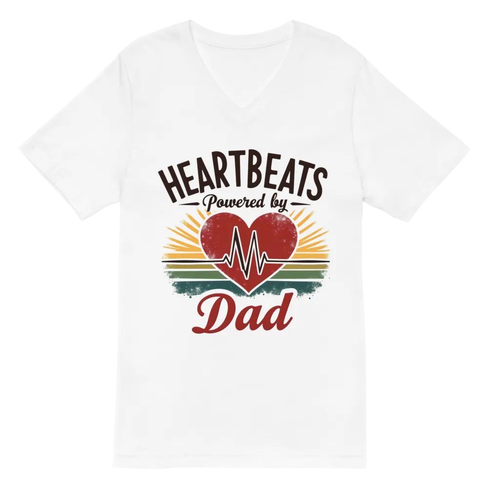 stethoscope heart shape, ekg Heartbeats Powered by Dad V-Neck Tee product image (2)