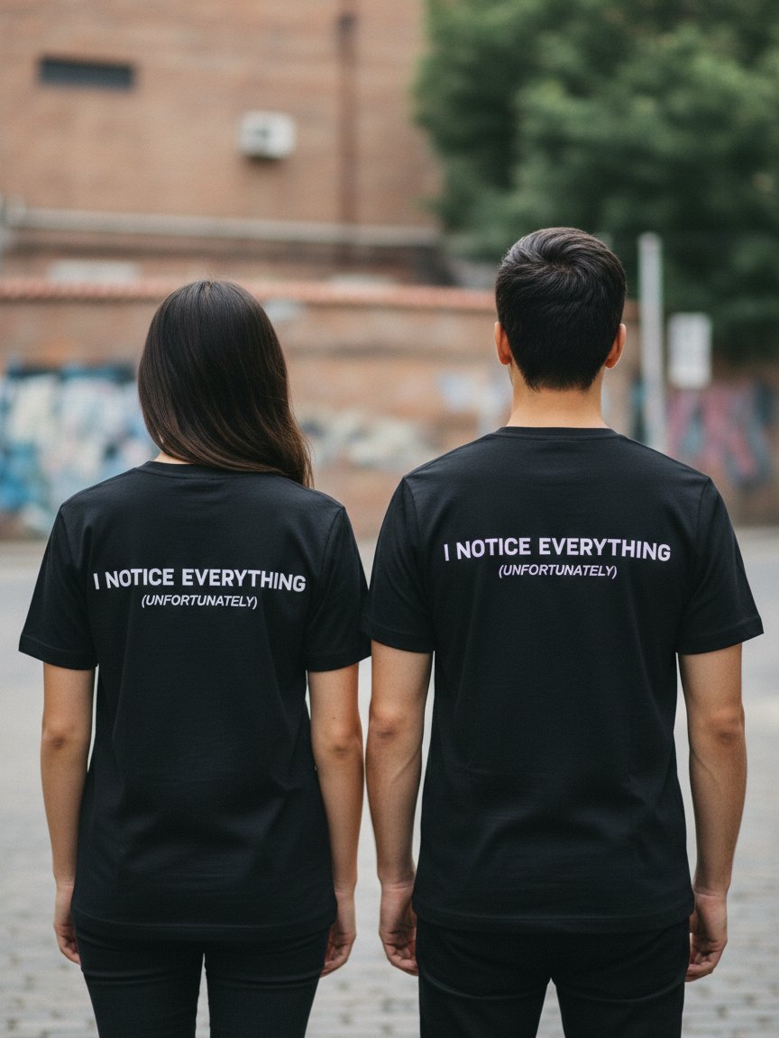 I Notice Everything (Unfortunately) T-Shirt – Overthinker Quote Minimal Tee product image (1)