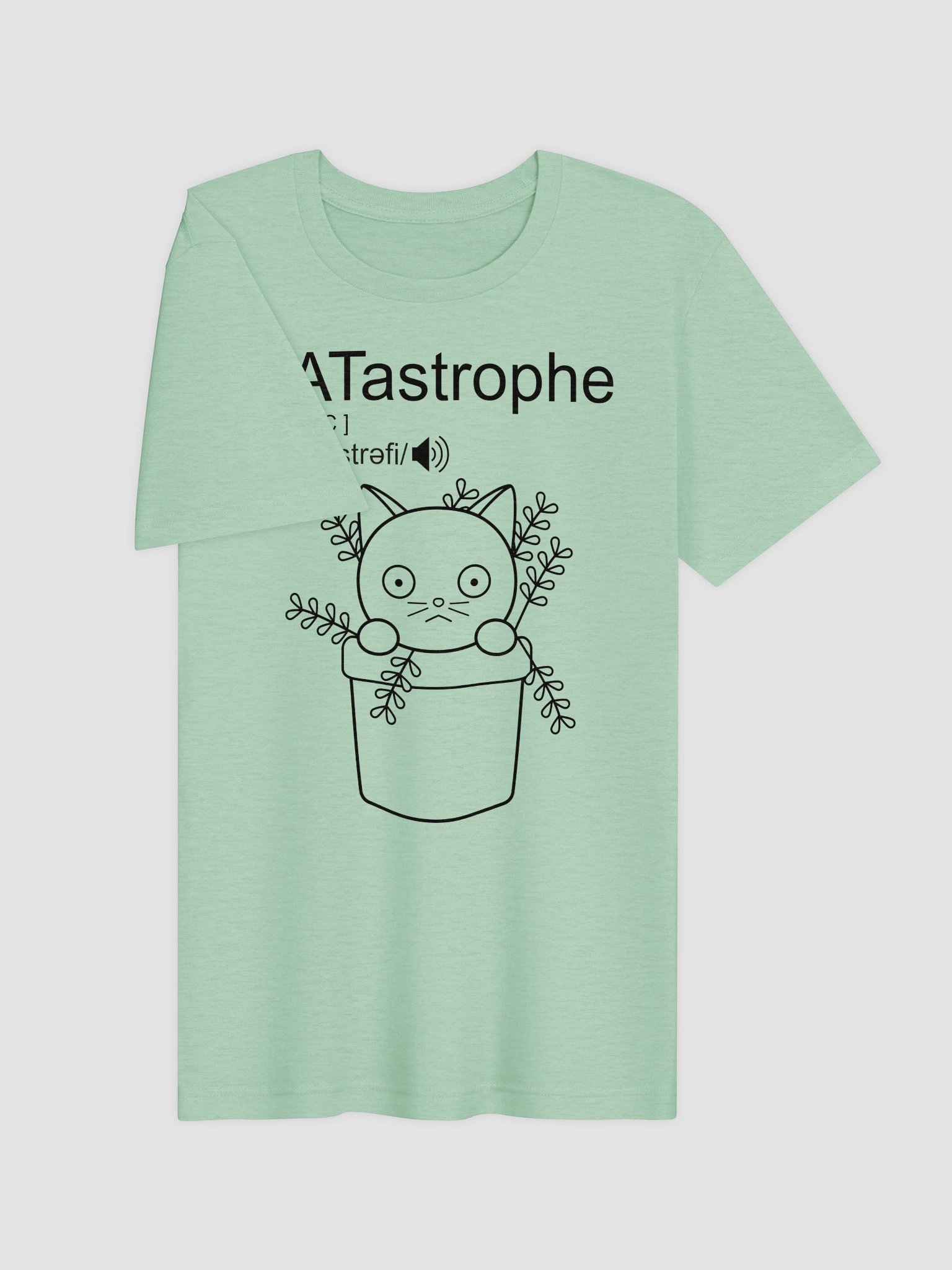 CATastrophe (Cat in Plant Pot - Black Print) - Unisex Adult Super Soft Lightweight T-shirt product image (2)