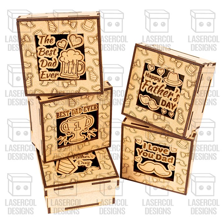 Father's Day Gift Boxes Bundle (10 Styles, Set 1-2) - Laser Cut Files product image (2)
