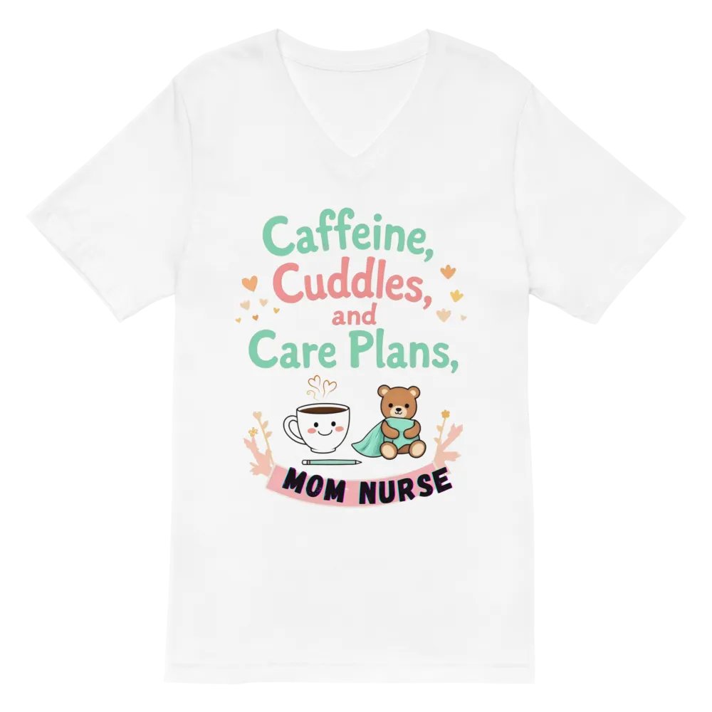 Mom Nurse Caffeine & Cuddles V-Neck Tee product image (6)