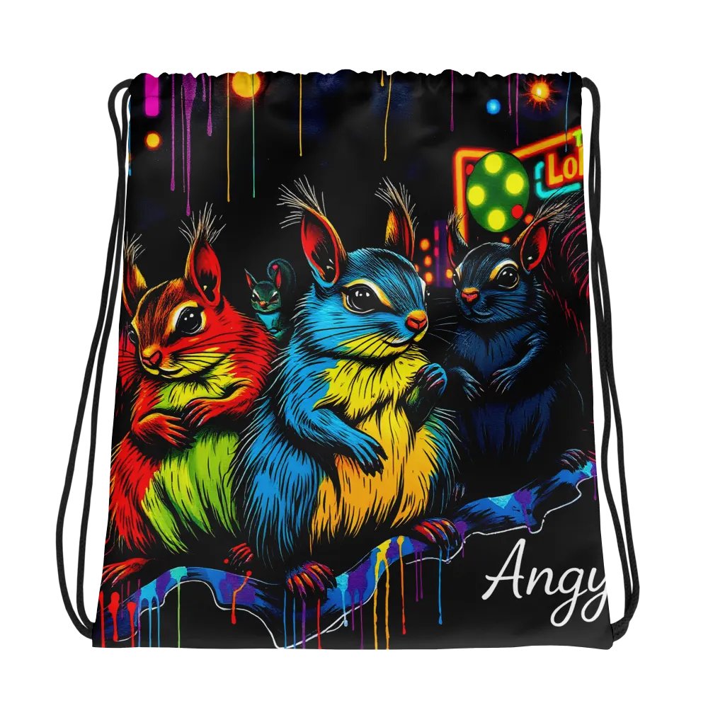 Neon City Squirrels Drawstring Bag product image (1)