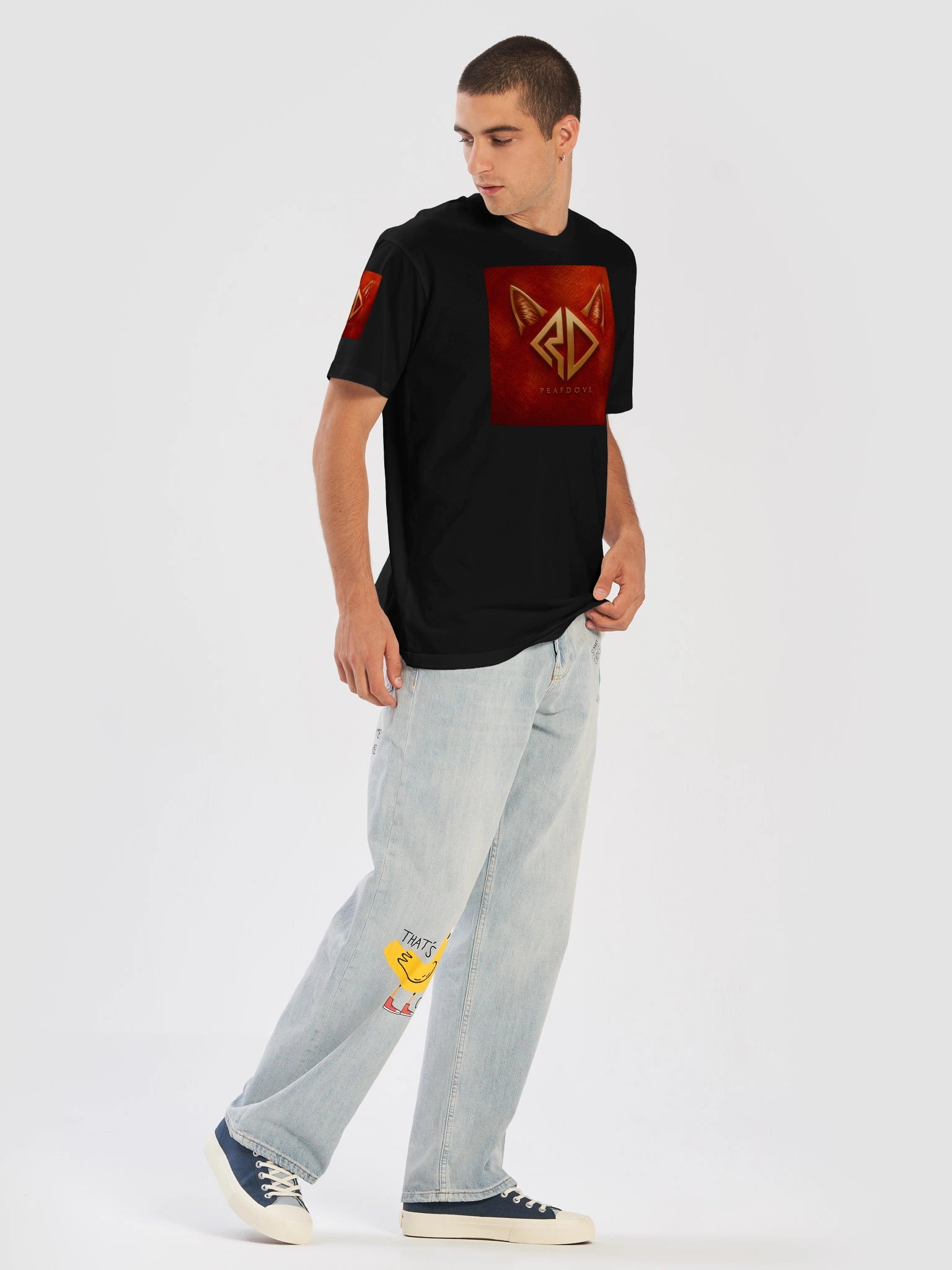 PEAFDOVE® RED CAT SIGNAL — Black Shirt product image (4)