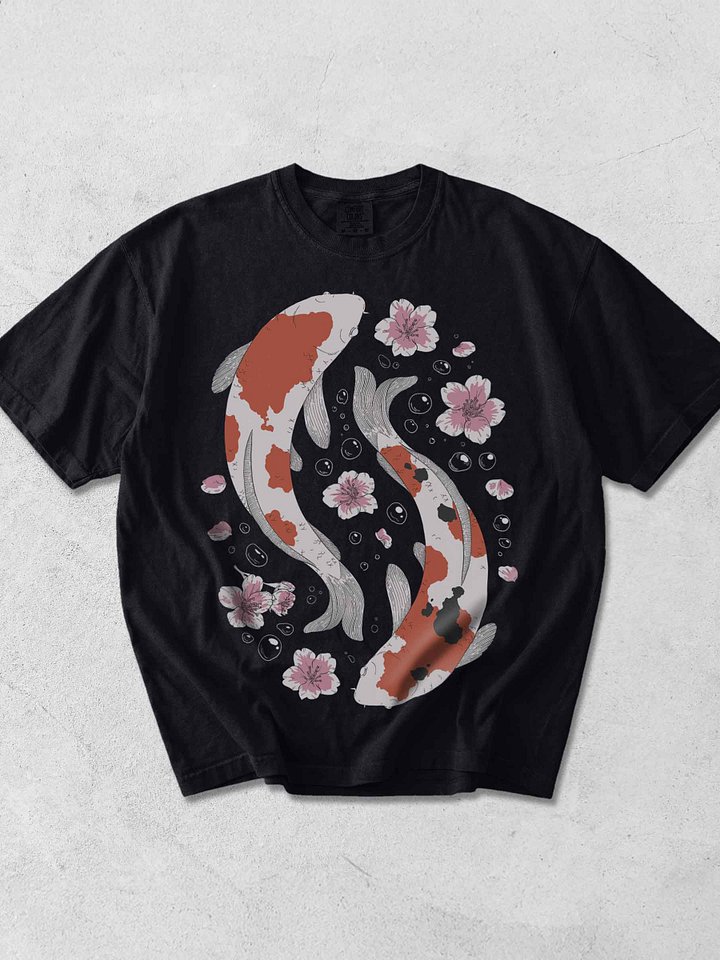 Koi Fish Cherry Blossom Shirt – Japanese Aesthetic Koi Graphic Tee, Zen Floral Design product image (1)