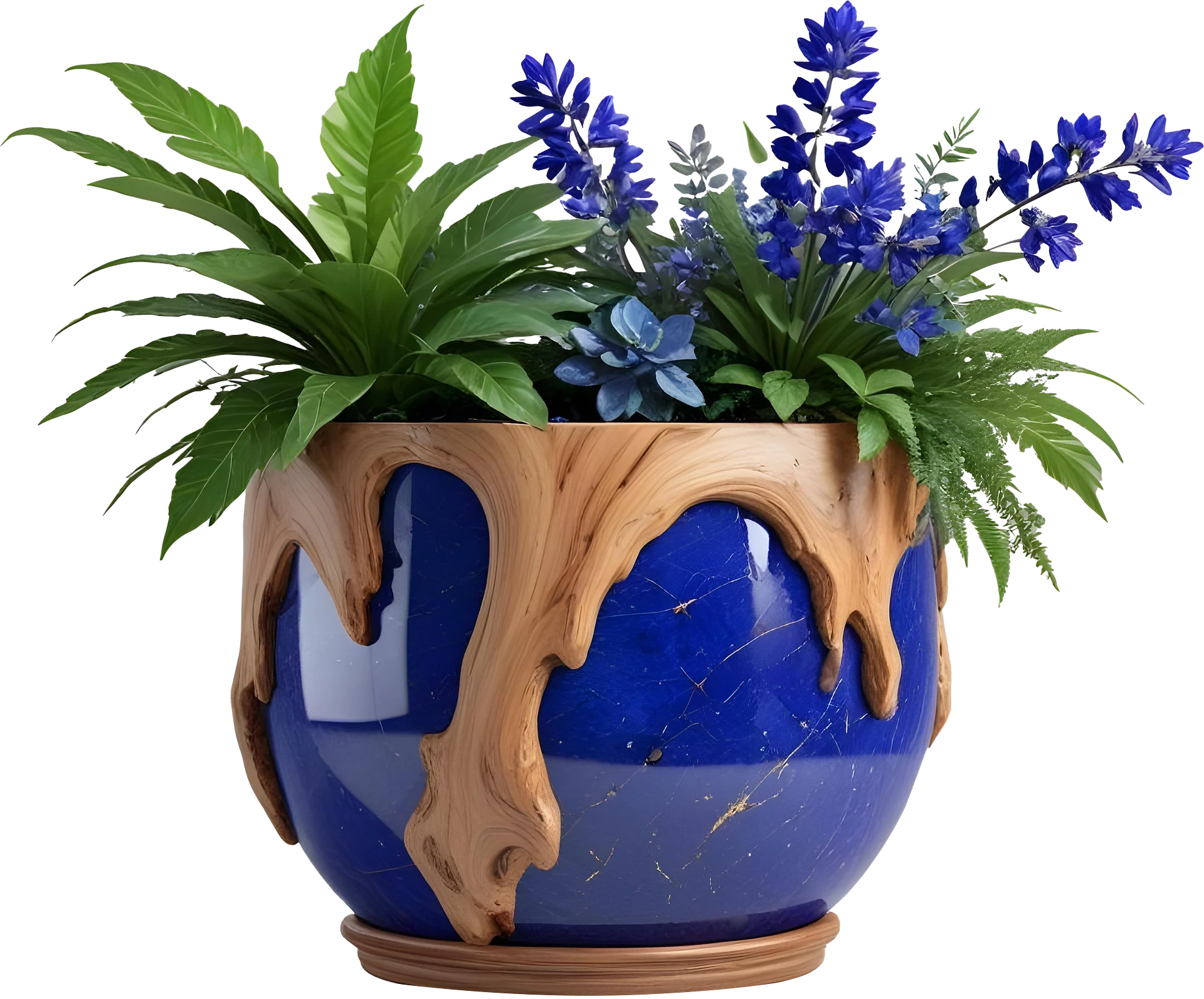 Wood & Lapis Elegance SPA decor – Vase PNG product image (1)