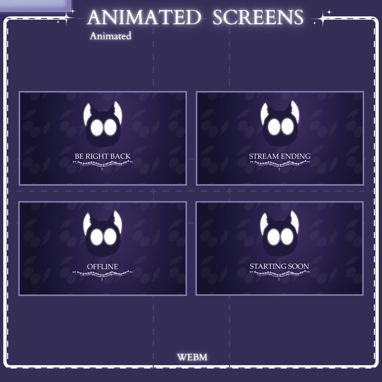 ANIMATED Twitch Stream Package Overlay, Magic stream overlay, Dark magical overlay, Halloween Spooky, Vivid Gothic Black Cat, Spooky Book product image (8)