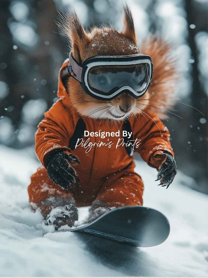 Snowboard Squirrel - 9x12 product image (1)