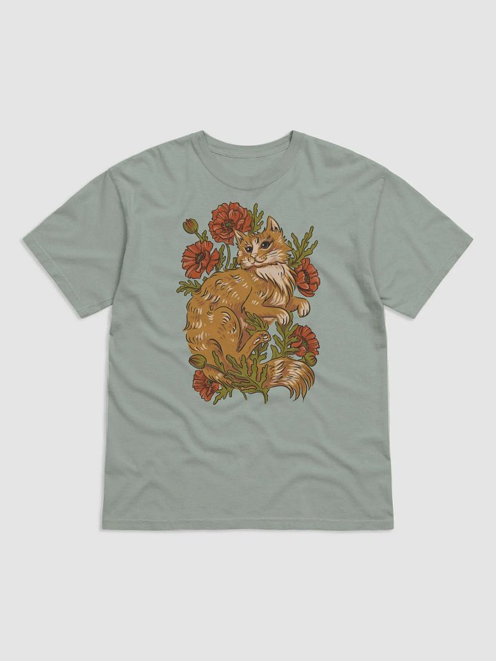 Goblincore and Cottagecore Shirts for Cat Lovers | Red House Cat on Poppies Flowers Botanicals T-Shirt product image (2)