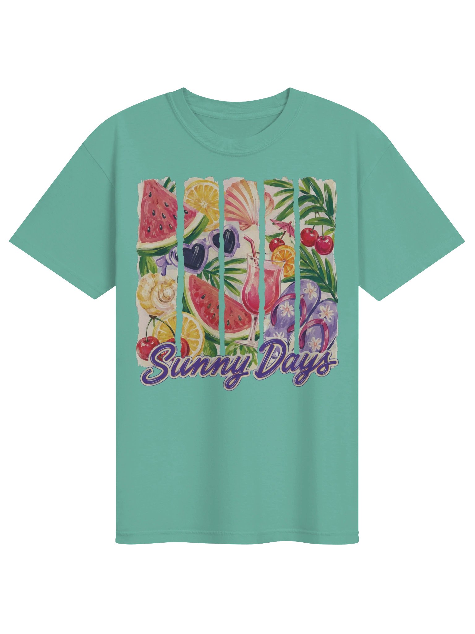 Sunny Days — Hand-Painted Summer Collage Tee product image (1)
