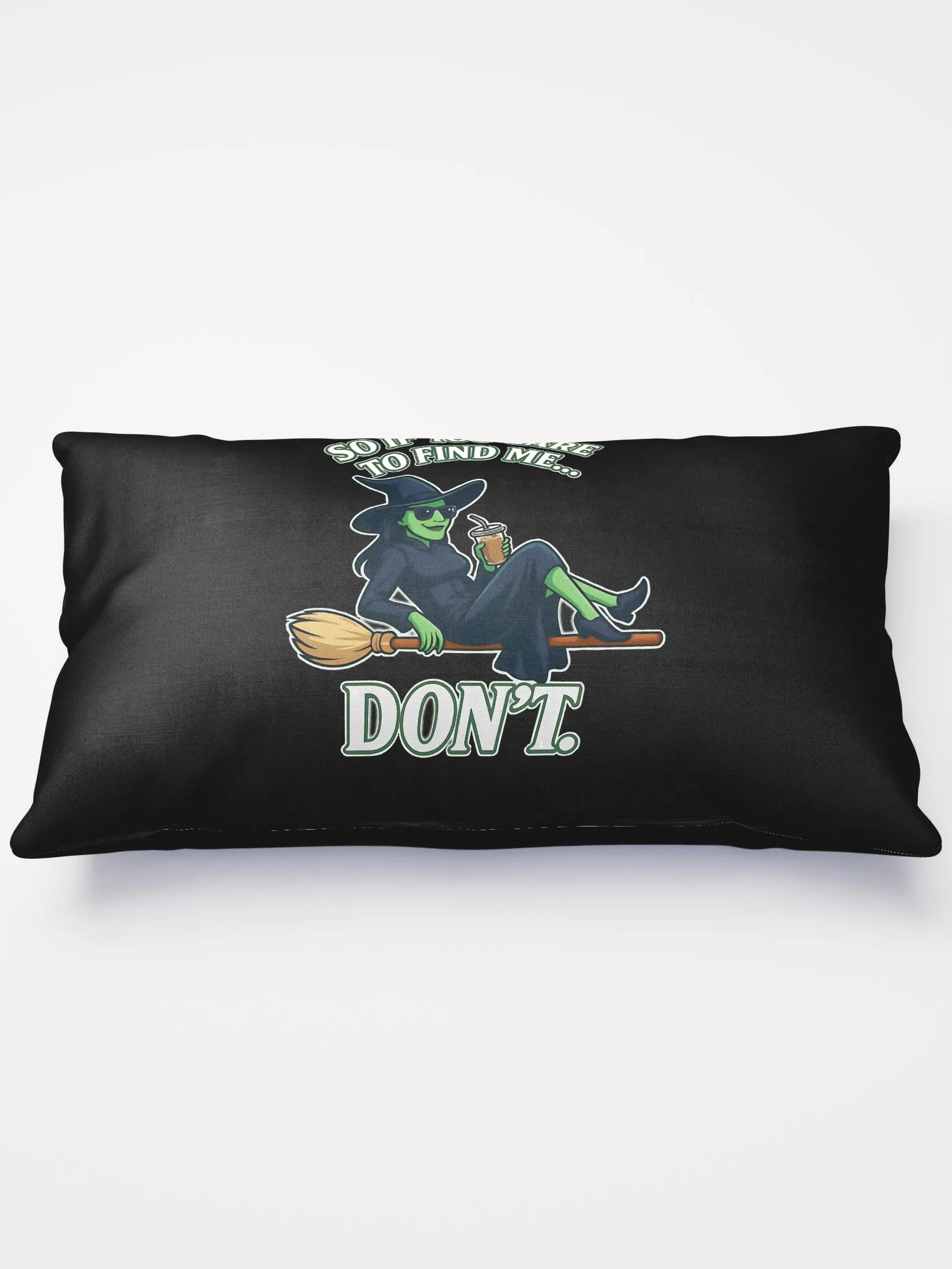 Broadway Witch Throw Pillow – Chill Green Witch Quote – Cozy Theatre Decor product image (2)