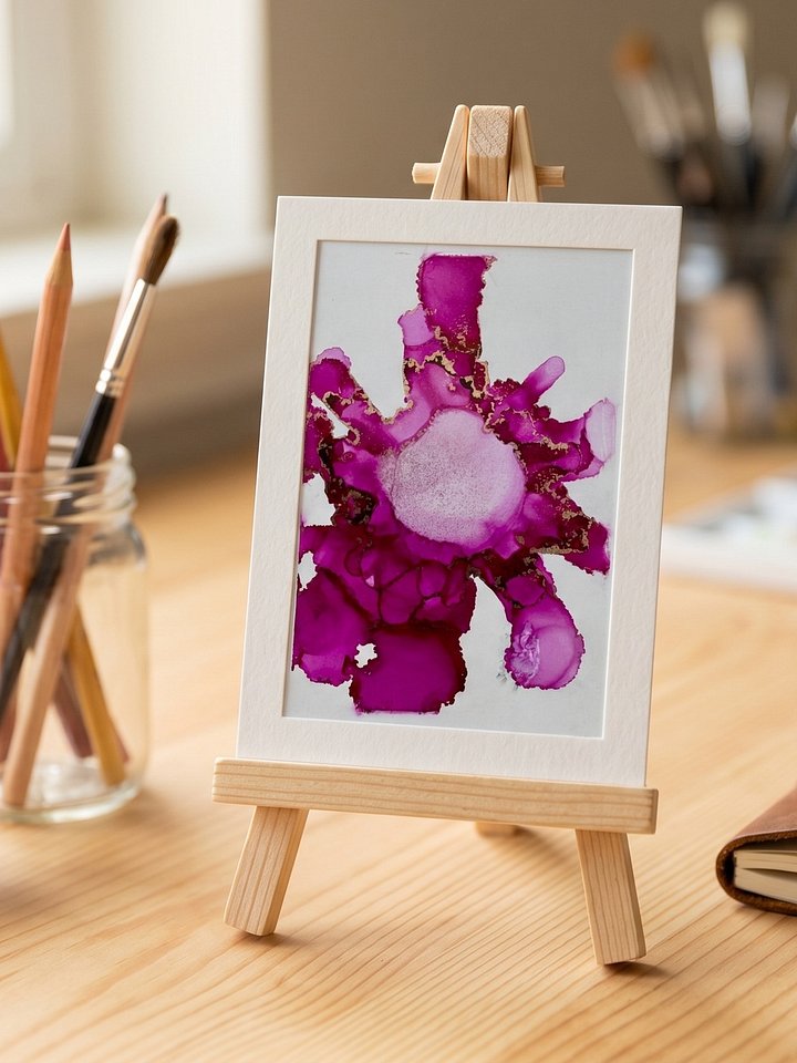 Wild Petal | Original ACEO Art Card (2.5" x 3.5") | Miniature Abstract Alcohol Ink Painting | product image (1)
