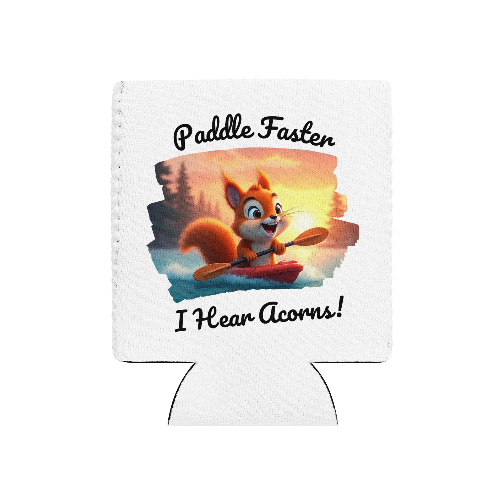 Paddle Faster, I Hear Acorns – Funny Kayaking Red Squirrel Coozie Can Cooler product image (1)