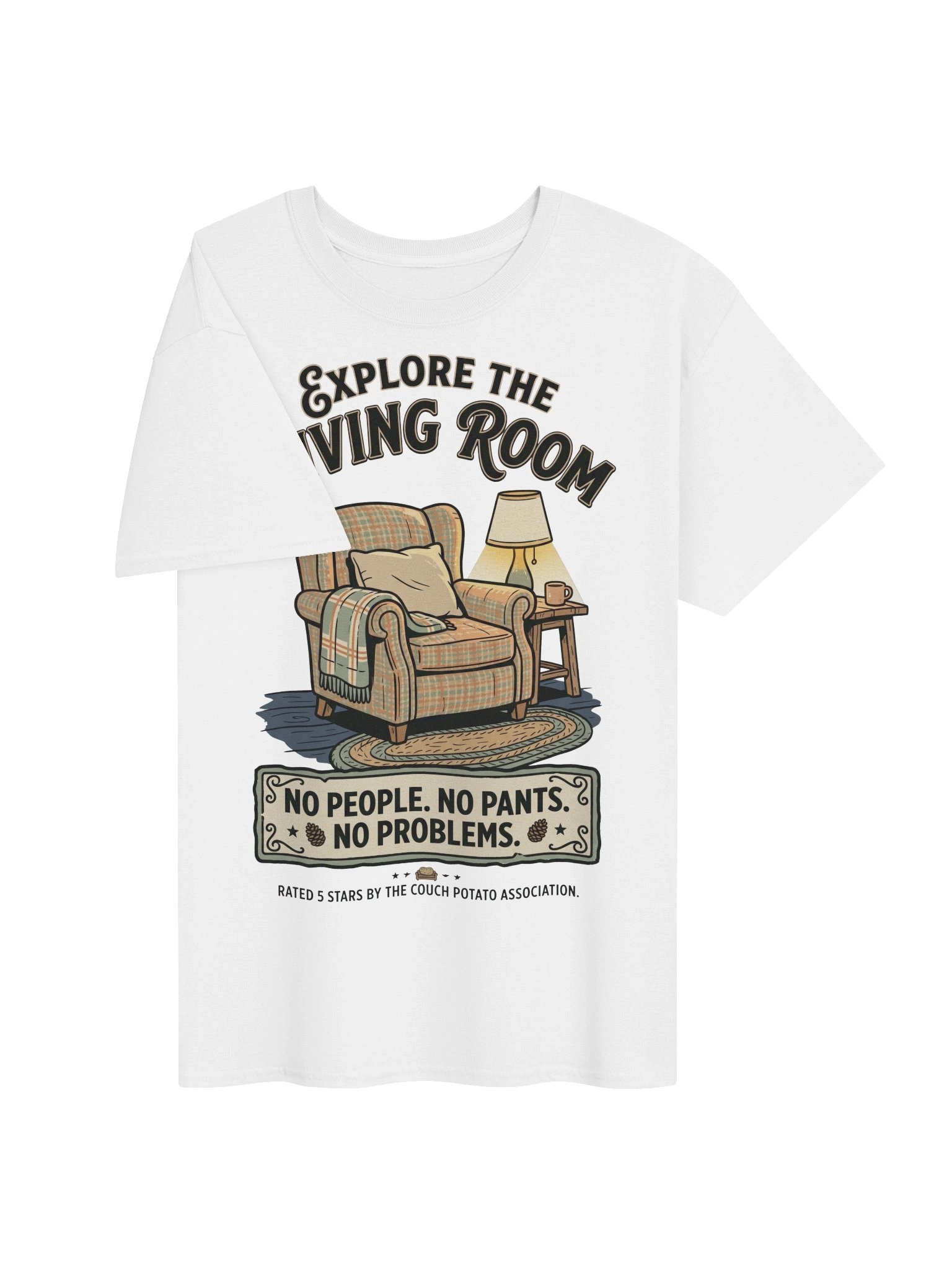 Funny Homebody "Explore The Living Room" Couch Potato T-Shirt product image (3)