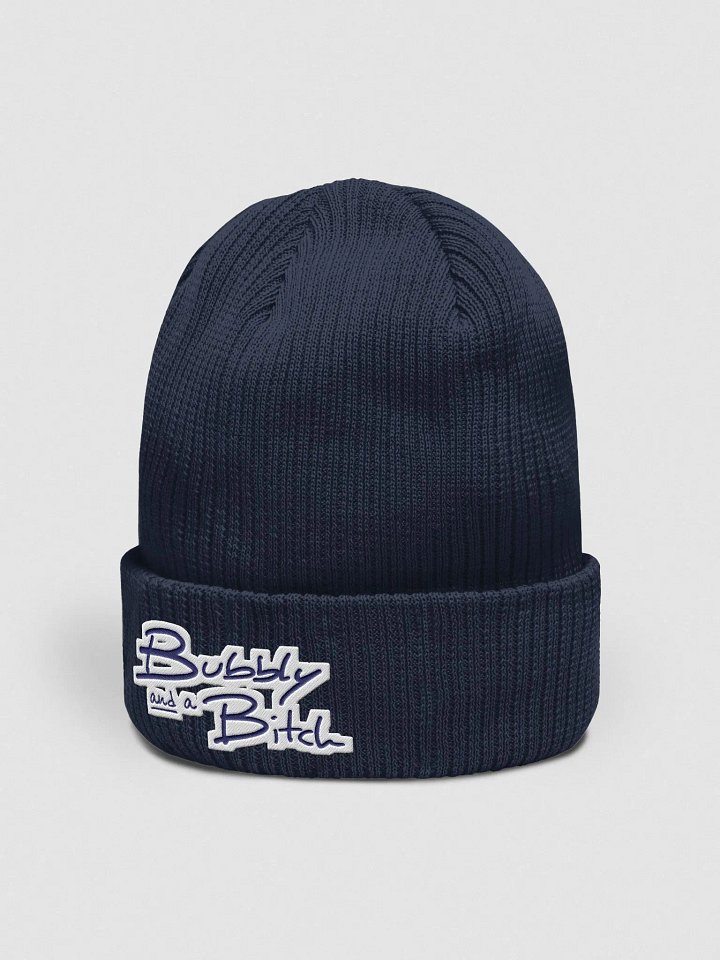 Bubbly and a B*tch (navy bubble design) embroidered organic beanie product image (12)