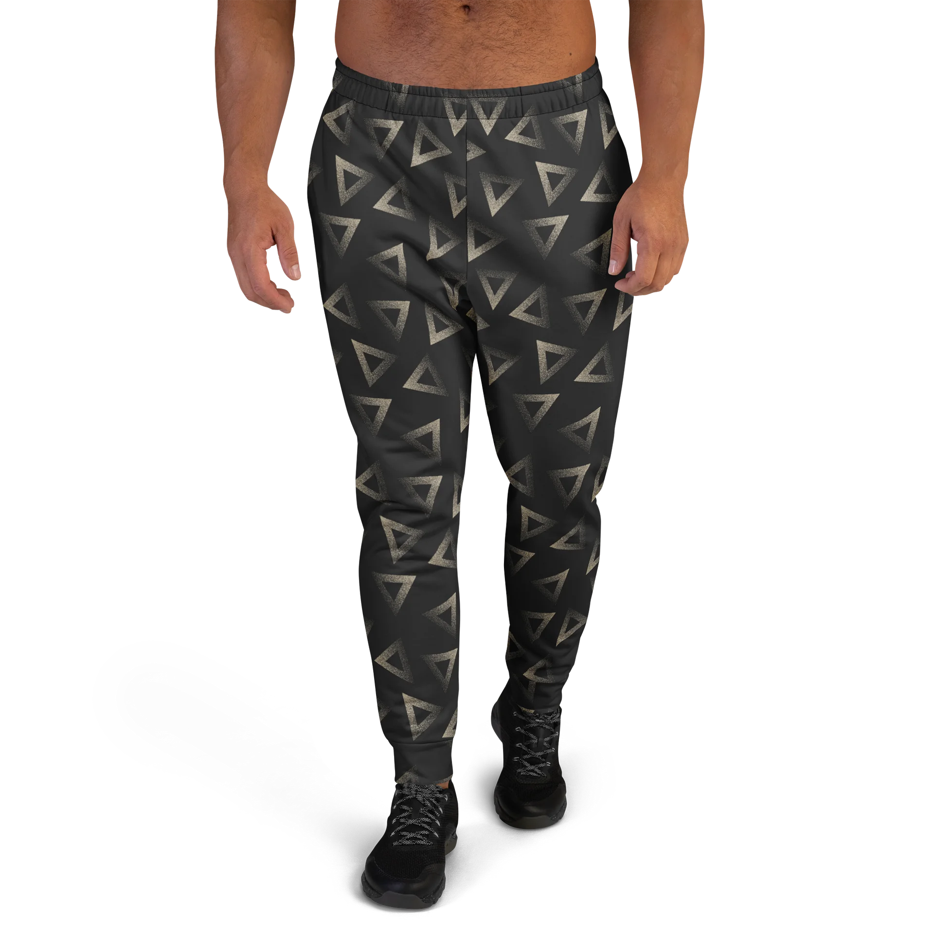 Modern Men's Joggers with Geometric Dark Triangle Print product image (2)