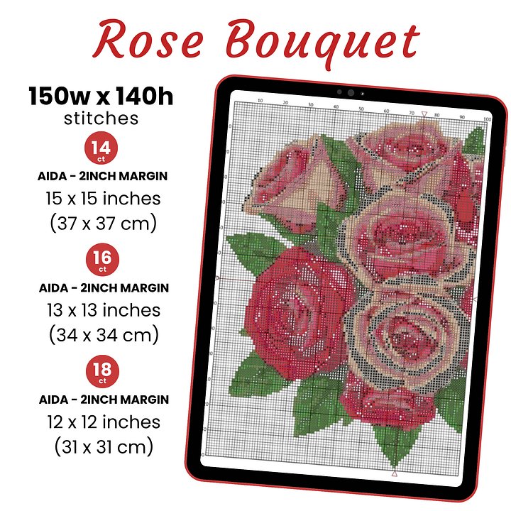 Rose Bouquet Cross Stitch Pattern product image (2)