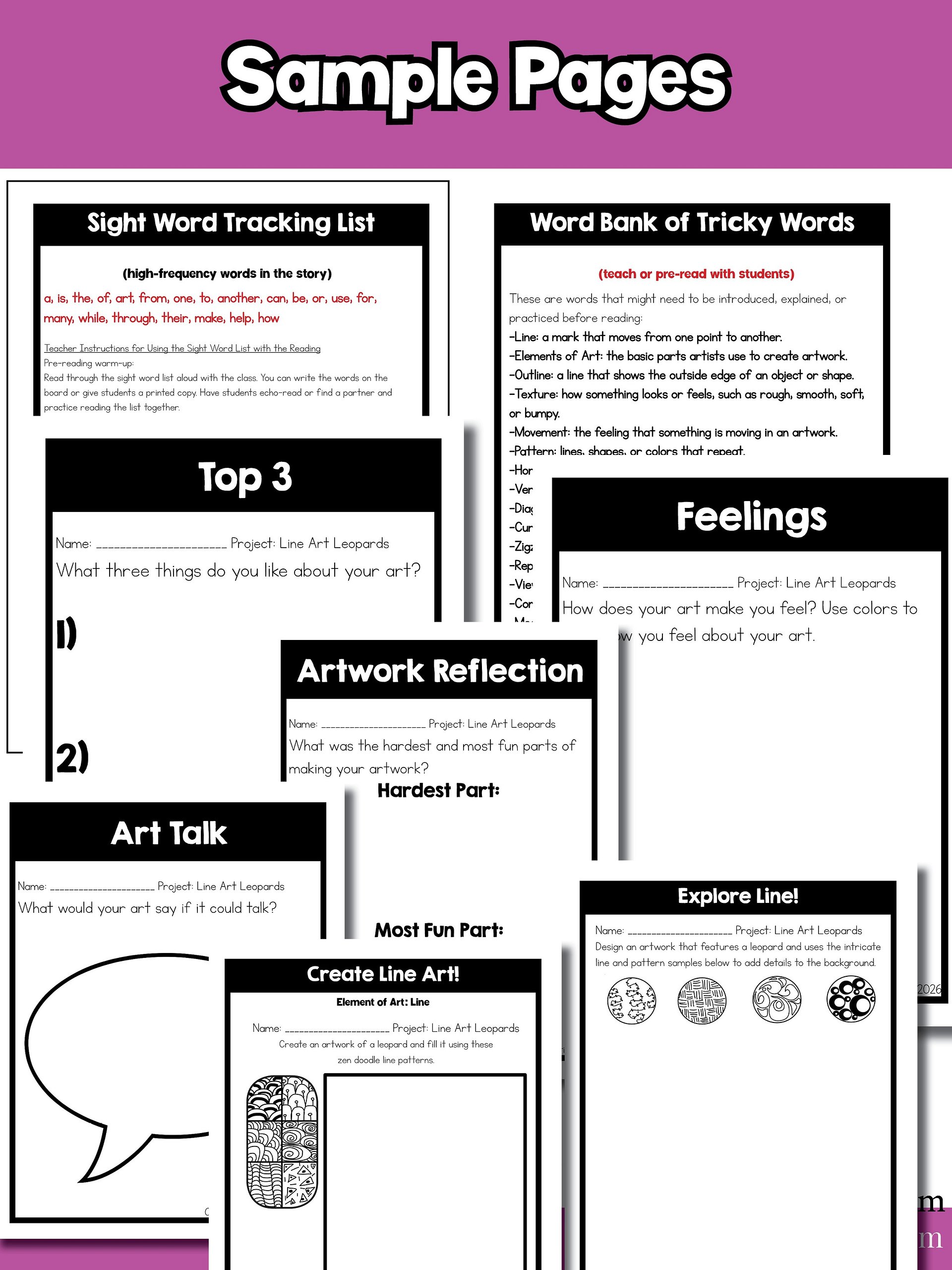 Line Art Lesson Types of Lines Leopard Art Project Line Art Activity product image (10)