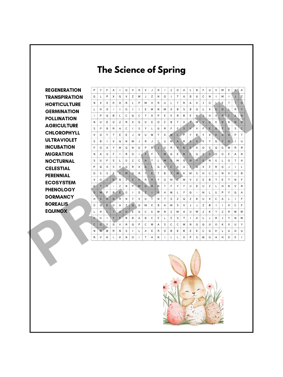 Easter Puzzle Activities Wordsearch Crossword Middle High School 6th 7th 8th 9th 10th Grade product image (3)