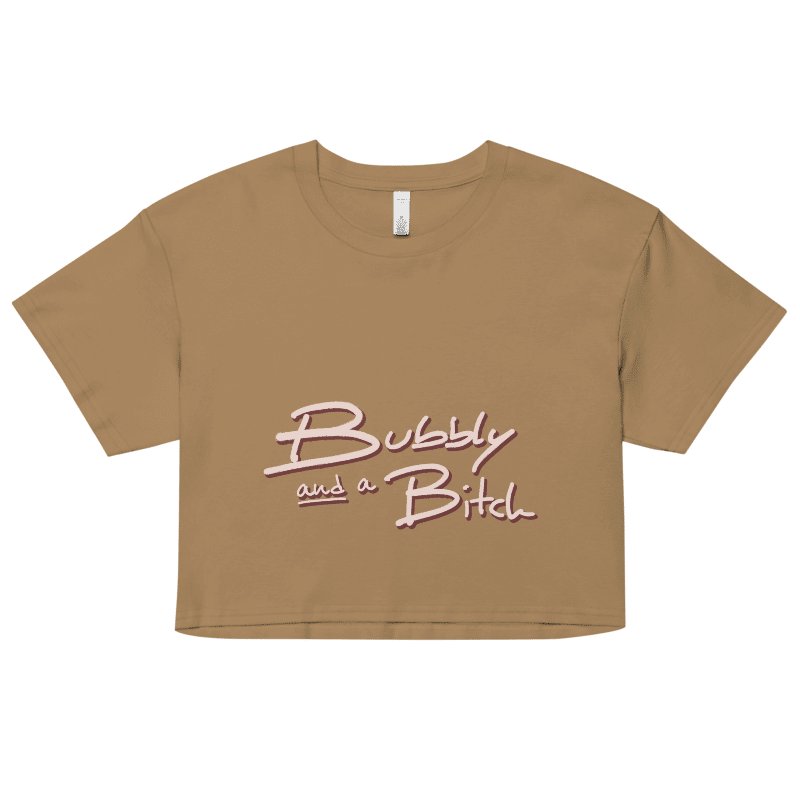Bubbly and a B*tch (blush shadow design) printed cotton crop top product image (1)