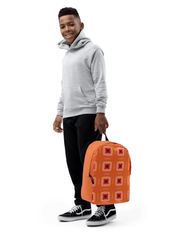Retro Orange Geometric Backpack Minimal Pattern Everyday Bag product image (11)