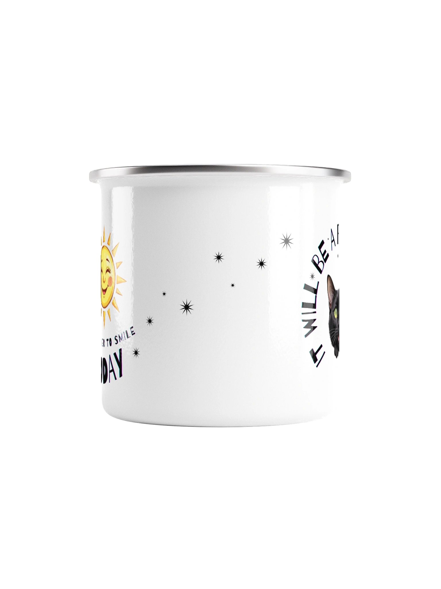 Smiling Sun & Cheerful Cat Enamel Mug product image (2)