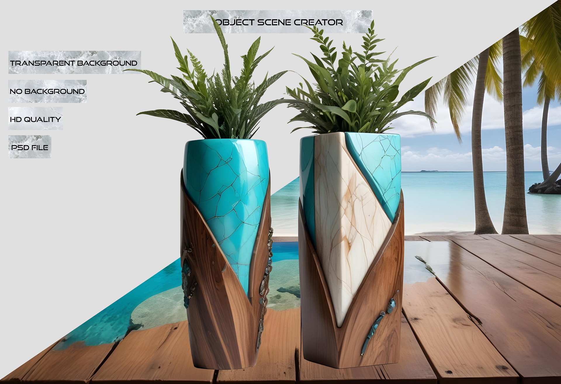 Collection song of the waves Art Deco Vase, PNG product image (2)