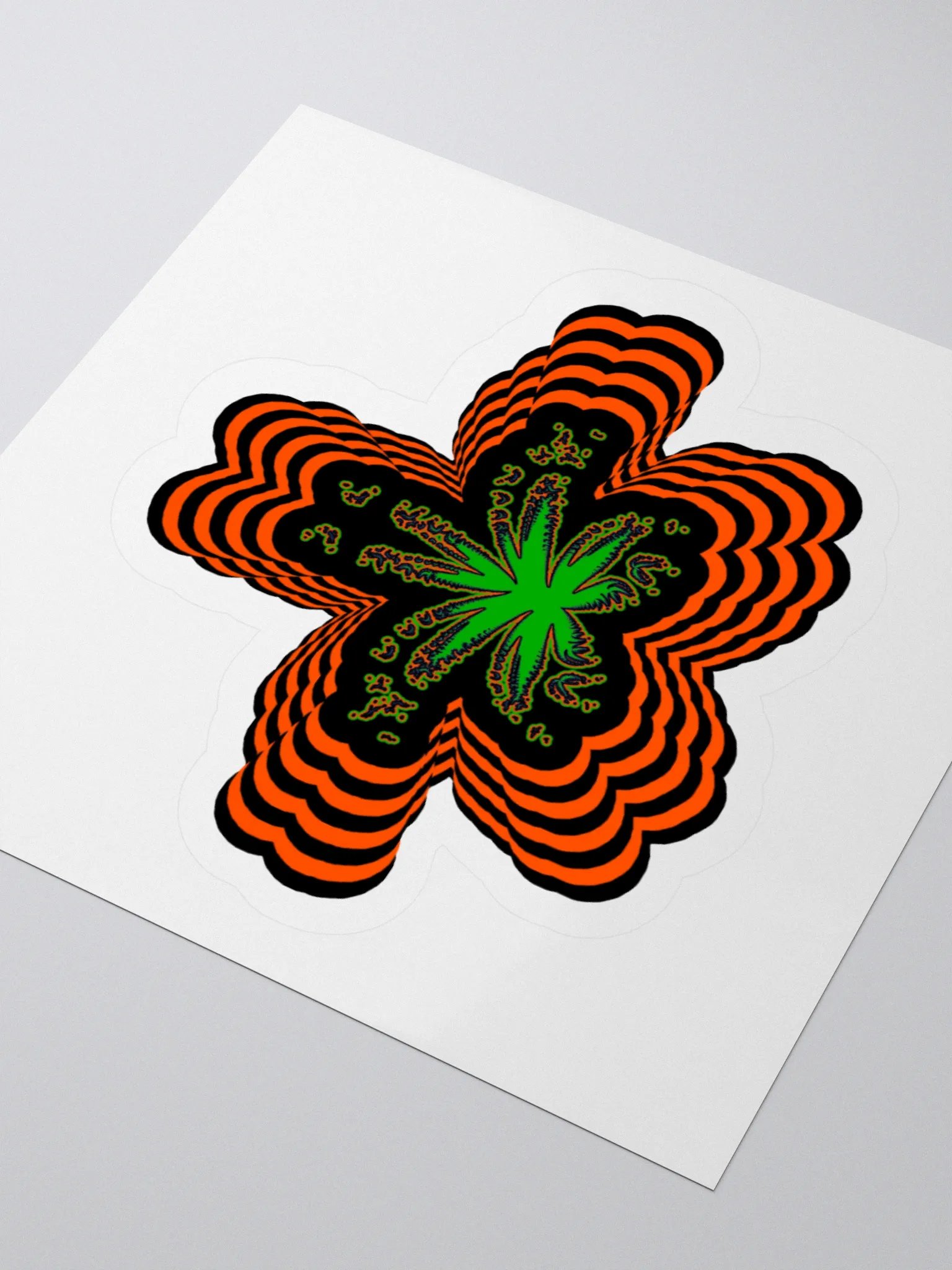 Twisted Weed Leaf Stoner Sticker, Orange Black Green Cannabis 420 Flower Art product image (8)
