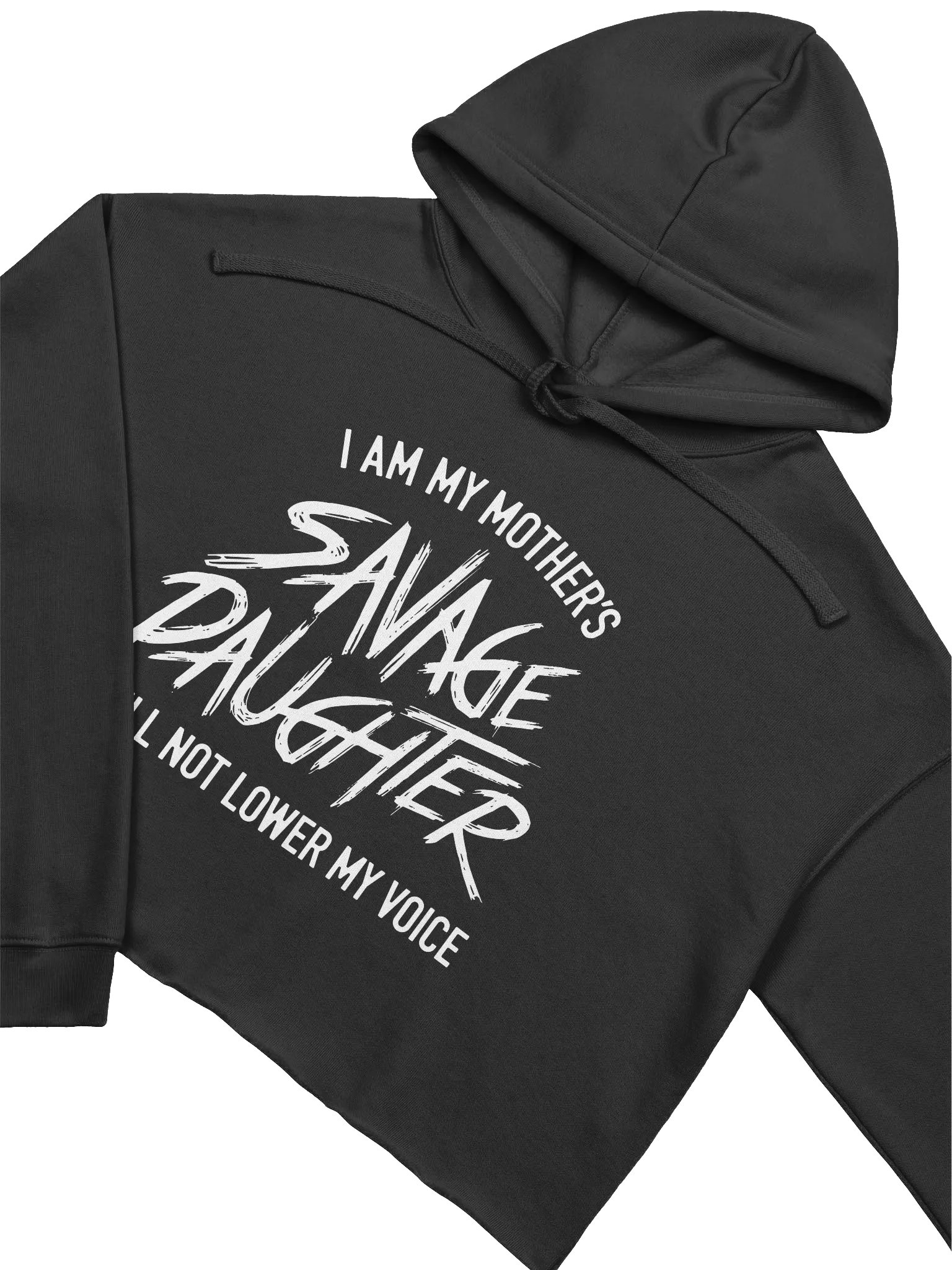 Savage Daughter Fleece Crop Hoodie (white print) product image (1)