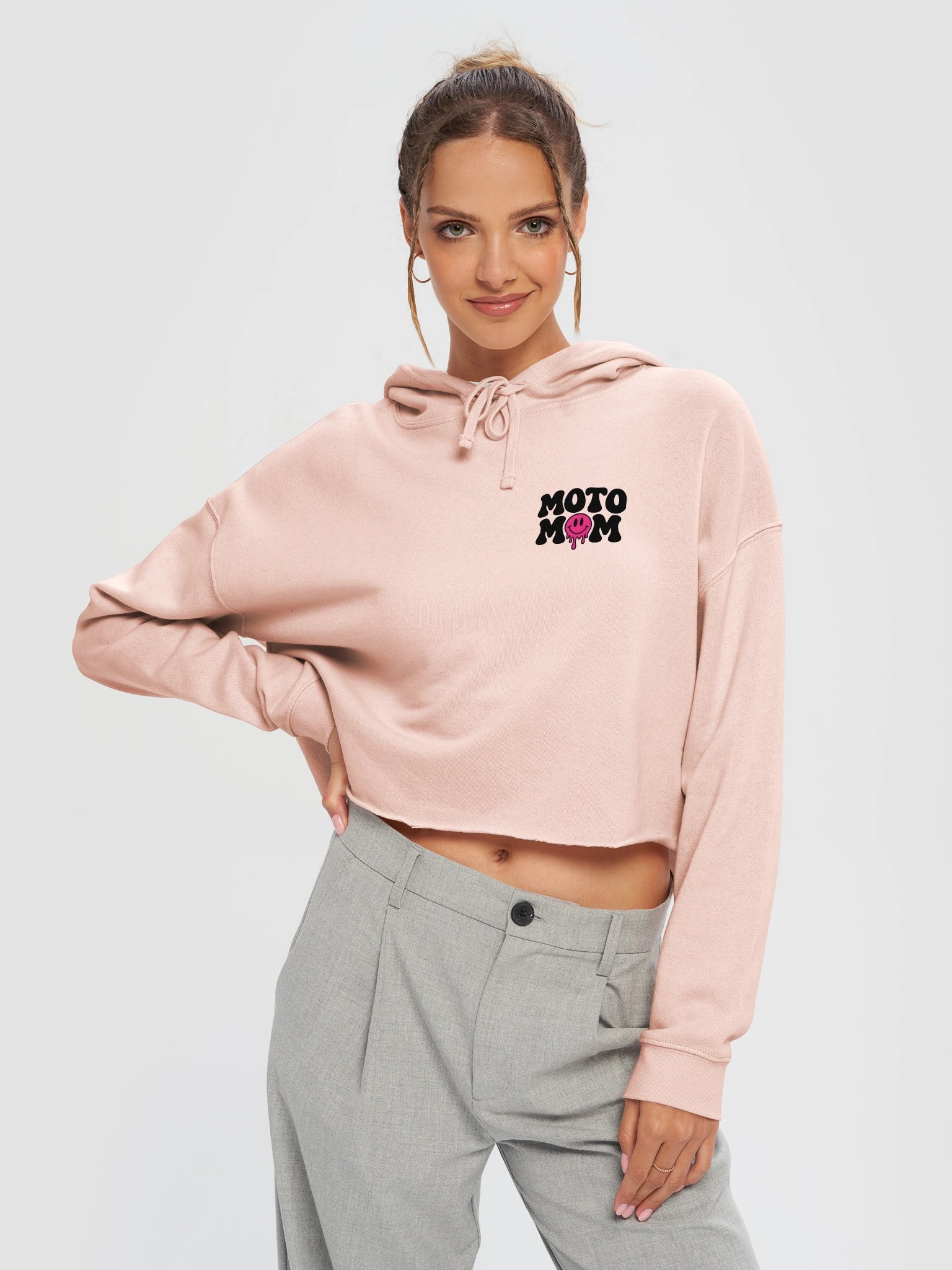 Dripping Pink Smiley Cropped Hoodie product image (5)
