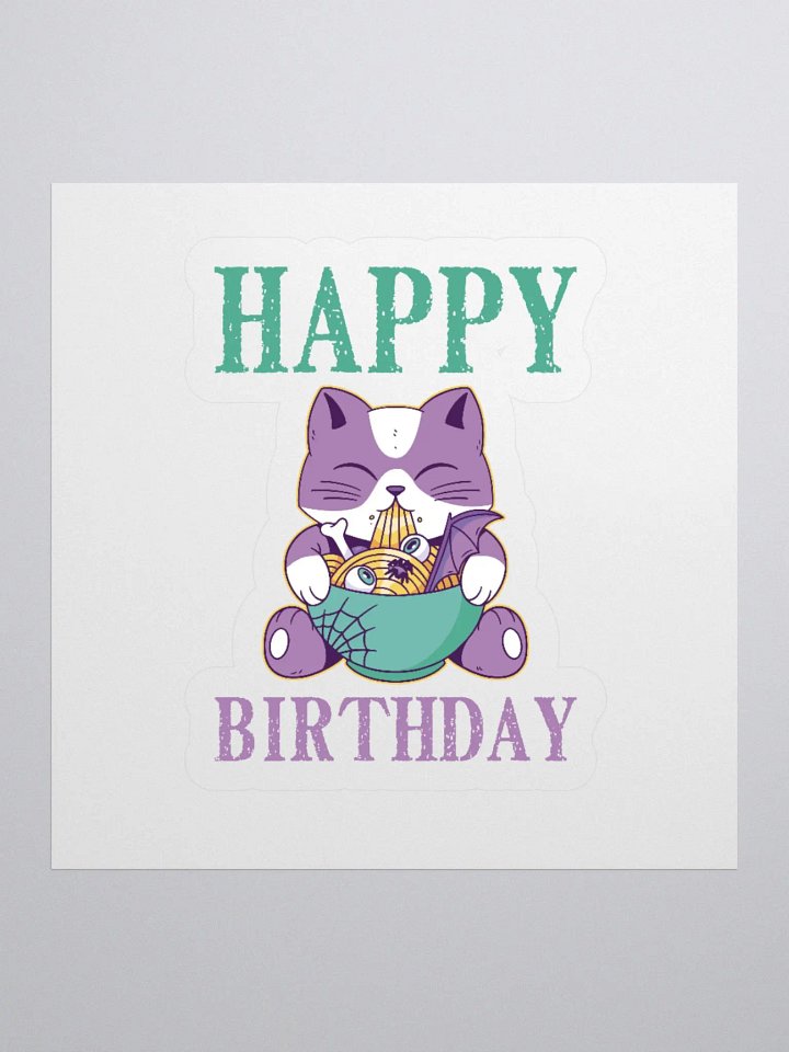 Happy Birthday (Spooky Cat Eating Noodles) Sticker product image (1)