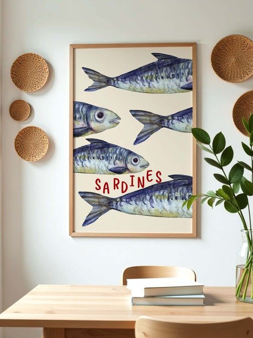 Sardine Wall Art Sardines Tin Fish Poster Colorful Kitchen Print product image (7)
