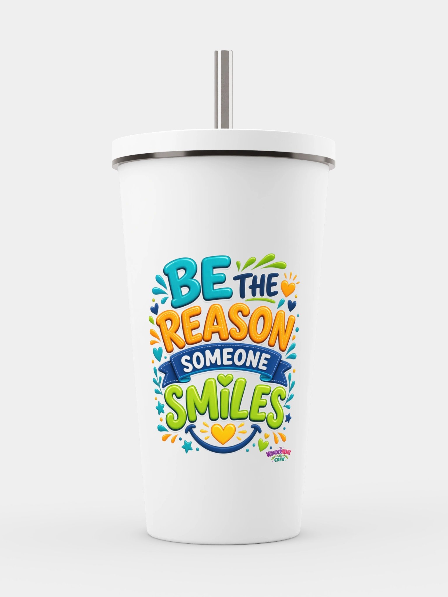 Stainless Steel Insulated Inspirational Tumbler with a Straw - Be the Reason Someone Smiles. product image (1)