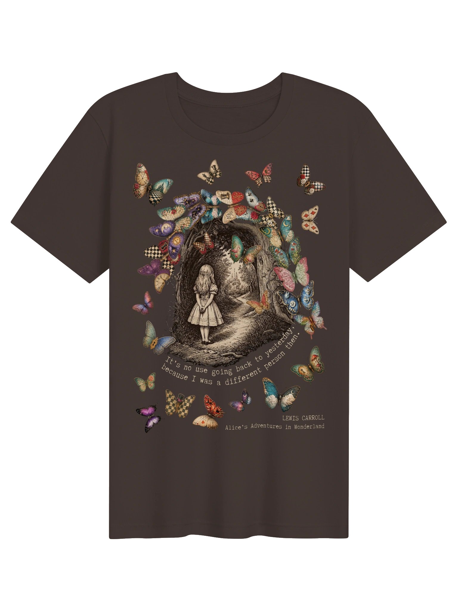 Alice Wonderland Shirt, Lewis Carroll Quote, Surreal Storybook Butterfly Graphic Tee product image (2)