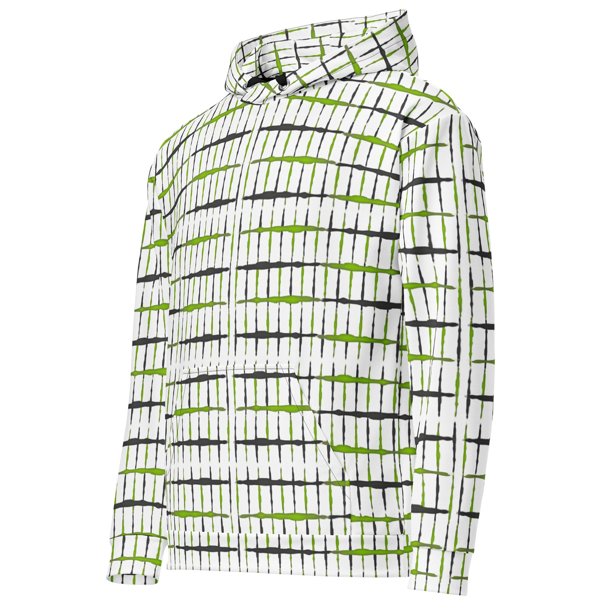 Neon Pulse Grid – Urban Style Green Interlock Unisex Hoodie product image (7)