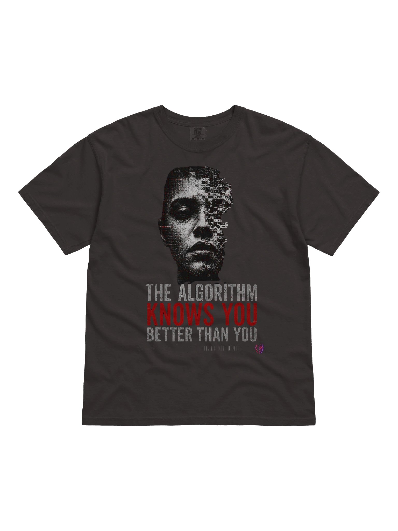 THE ALGORITHM KNOWS YOU – Cyberpunk AI Horror T-Shirt | Glitch Streetwear product image (1)