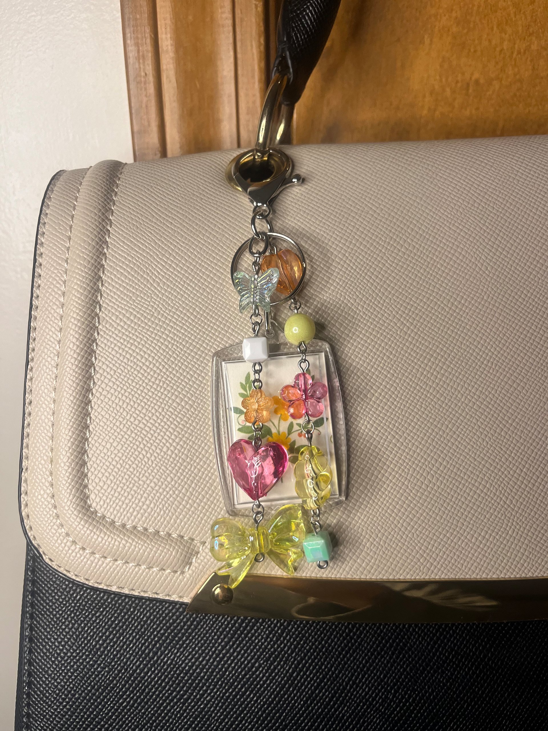 Pink + Orange Flowers Deluxe Bag Charm product image (3)