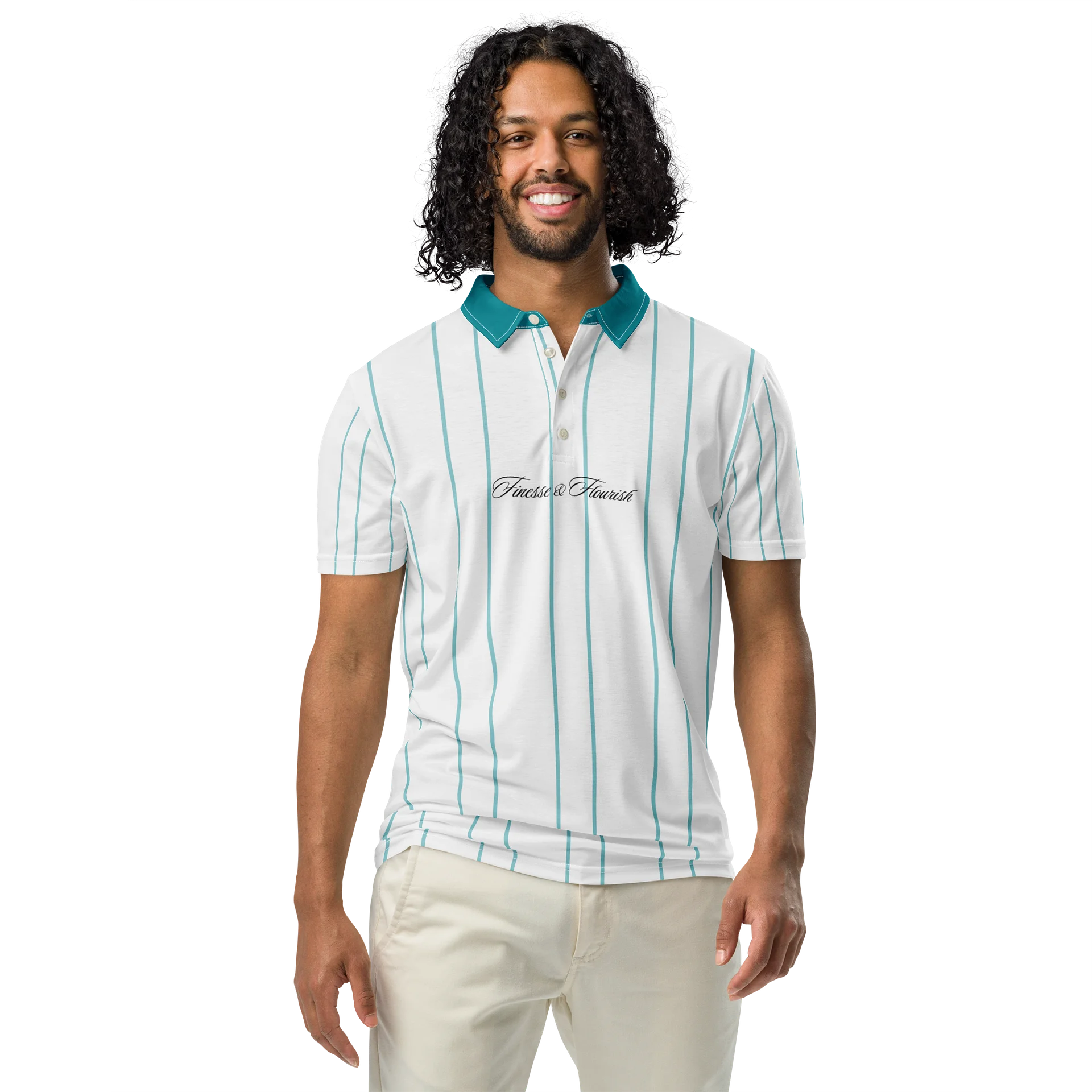 F&F Script Pinstripe Slim Fit Polo Shirt product image (3)