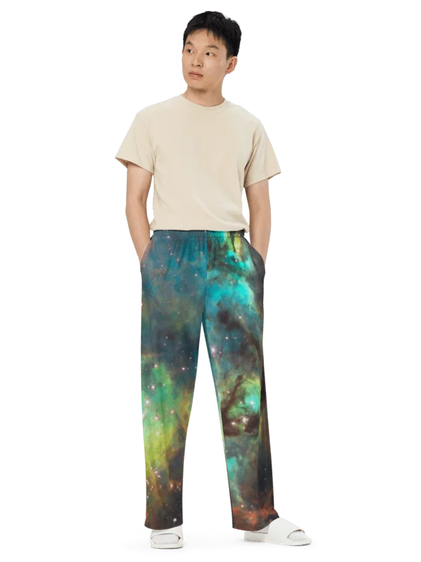 Green Galaxy Unisex Wide-Leg Pants product image (3)