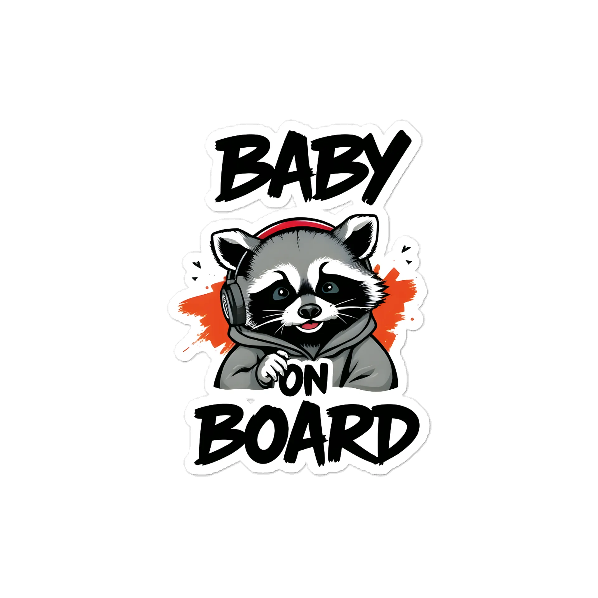Cool Raccoon Urban Style Car Decal - 5x5 Premium Vinyl Sticker - Streetwear Inspire Raccoon with Headphones Graphic for Cars and Jeeps product image (1)
