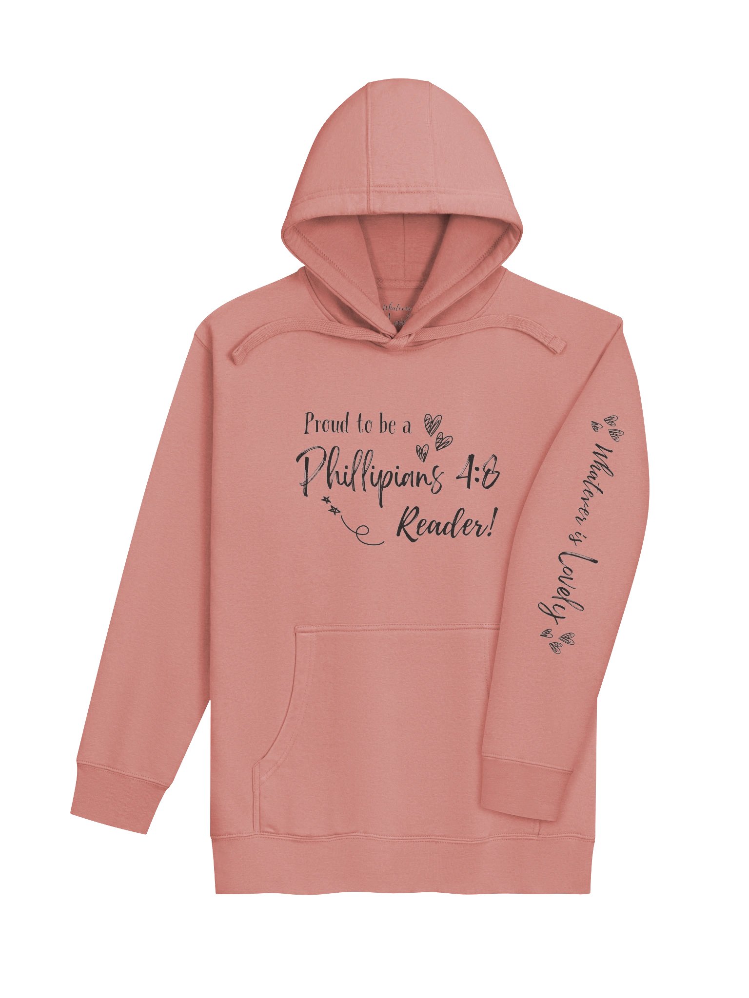 Phillipians 4:8' Bookworm Hoodie (Light Colours) product image (4)