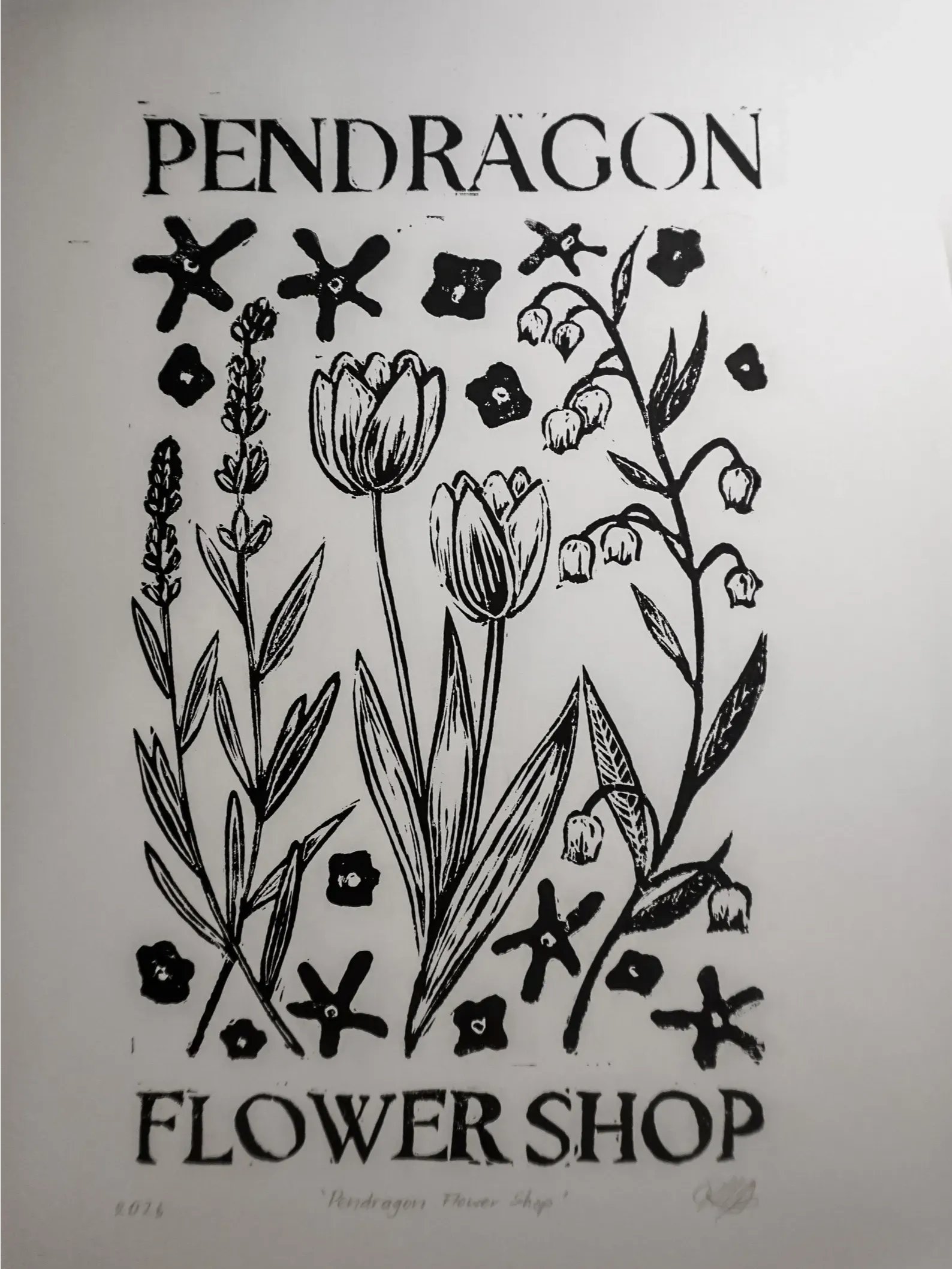Pendragon Flower Shop Linocut Print product image (2)