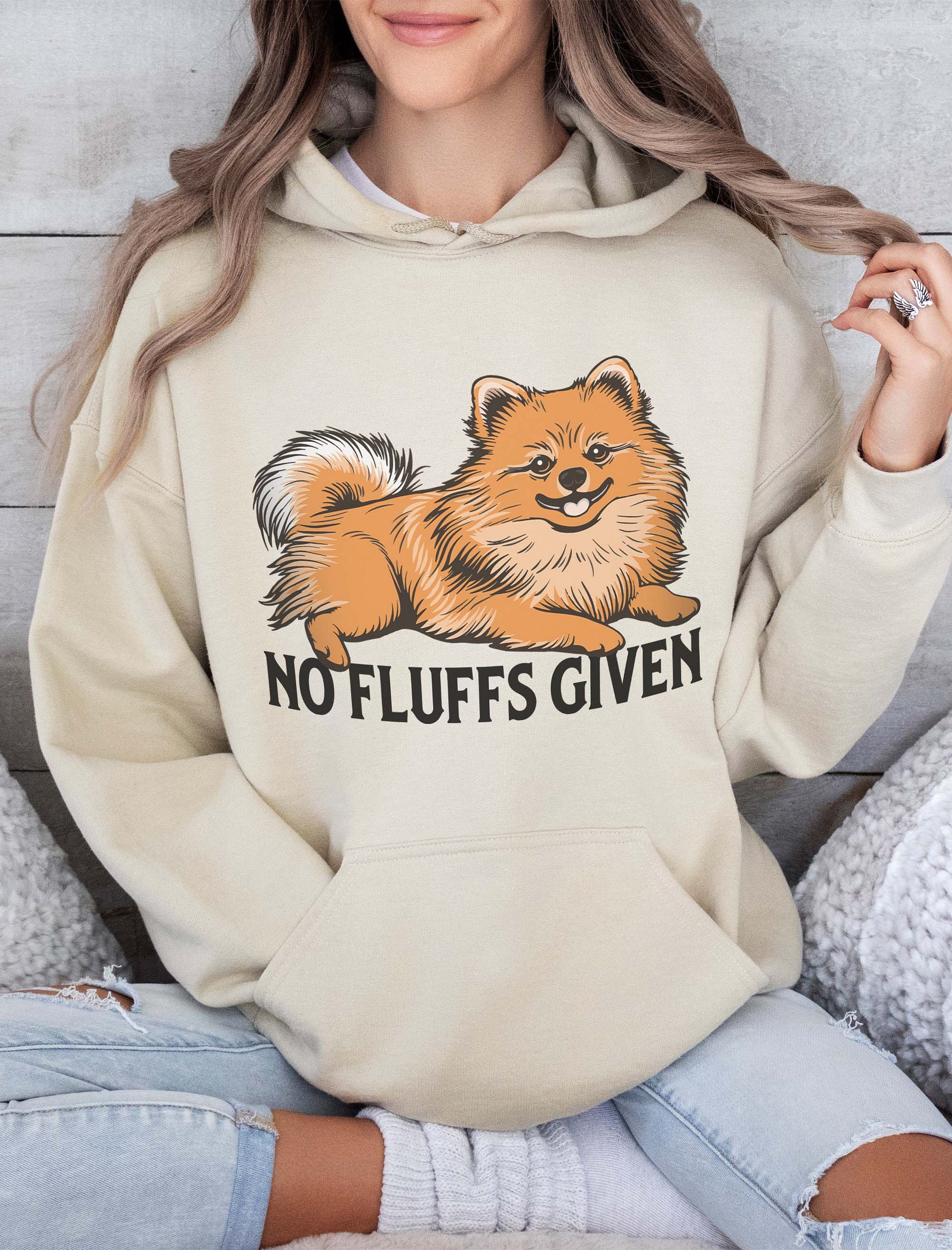 No Fluffs Given Hooded Sweatshirt of a Pomeranian | Funny Hoodie for Pomeranian Paw-rents product image (2)