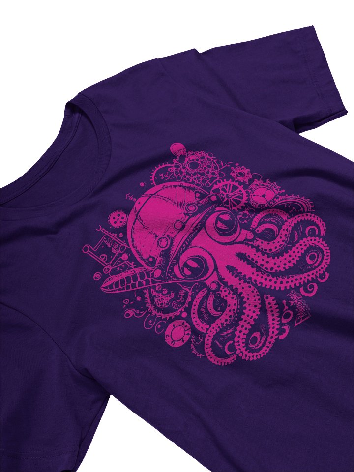 FrankenAngel SteamPunk Octopus T-shirt / Magenta Print / Bella+Canvas Supersoft T-Shirt product image (2)