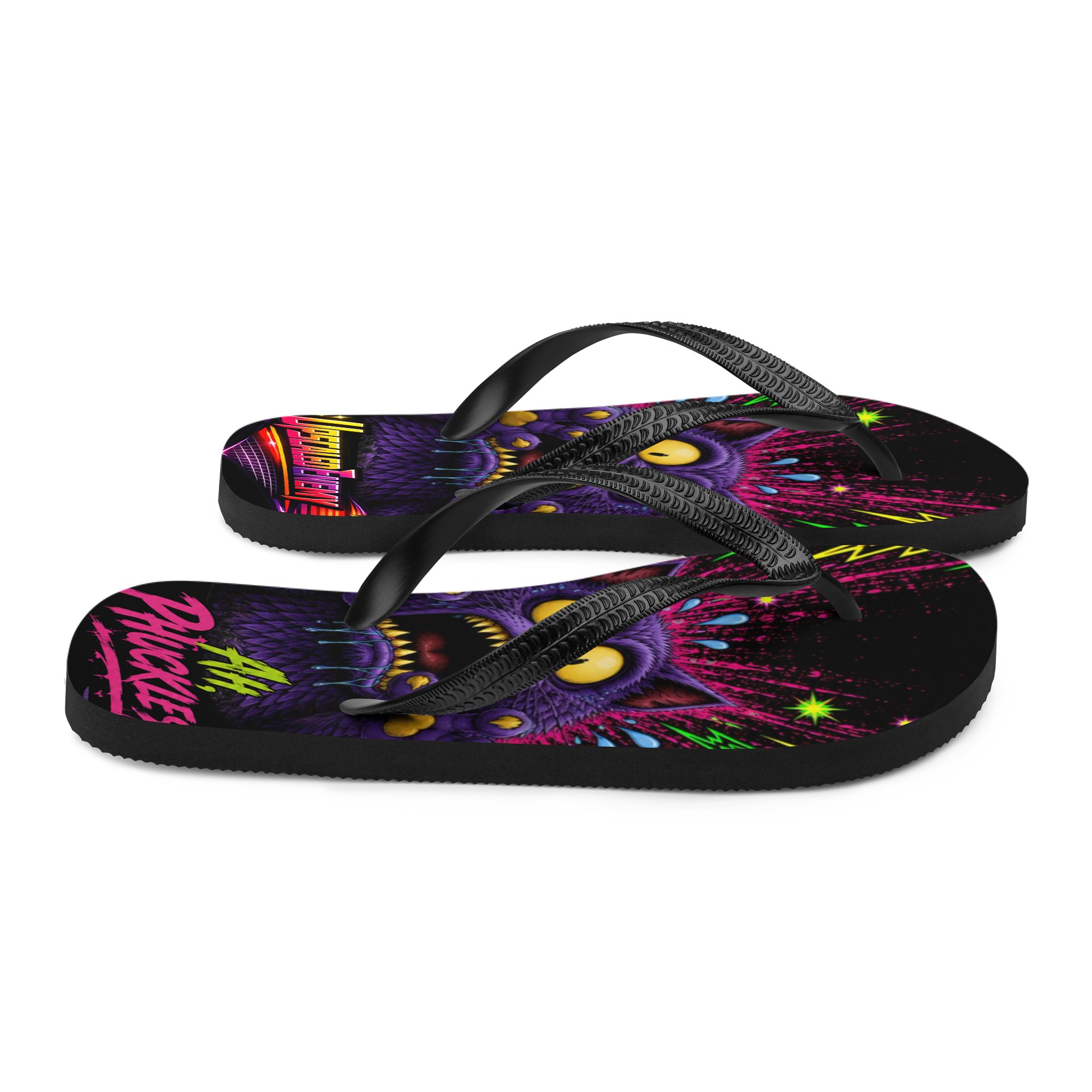 Upscaled - Don’t Step on Cheshy! Flip-Flops product image (7)