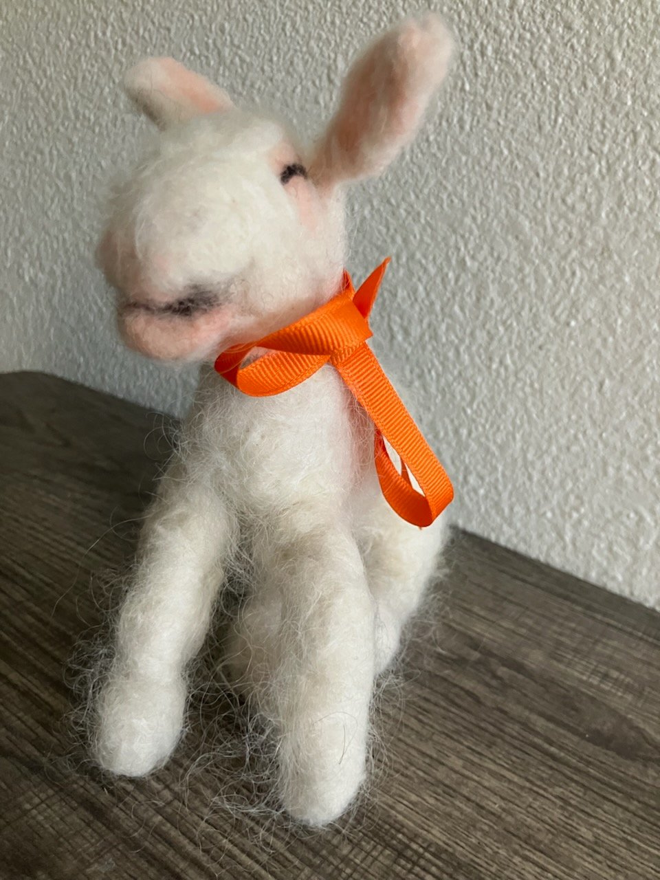 Hand-Felted Wool Lamb Sculpture - Poseable "Contented" Sheep - One-of-a-Kind Heirloom Nursery Decor Product product image (10)