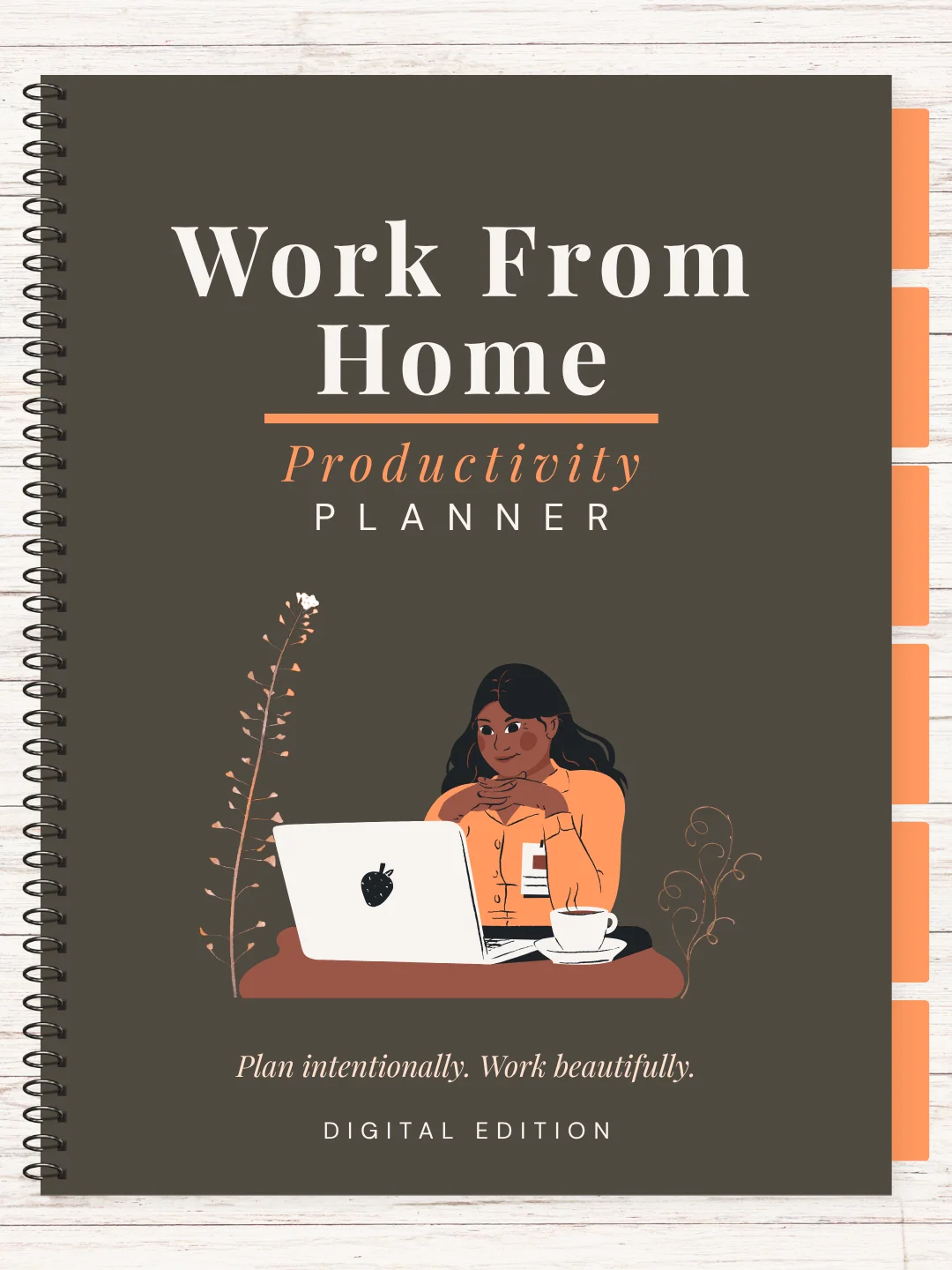 Work-From-Home Productivity Digital Planner (Grey-Orange Edition) product image (1)